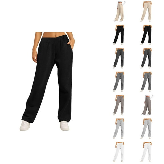 Sweatpants for Women 2025 Fall Winter Elastic High Waist Wide Leg Yoga Workout Sweat Pants with Pockets Trousers