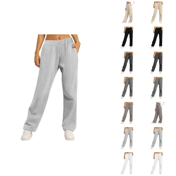 Sweatpants for Women 2025 Fall Winter Elastic High Waist Wide Leg Yoga Workout Sweat Pants with Pockets Trousers