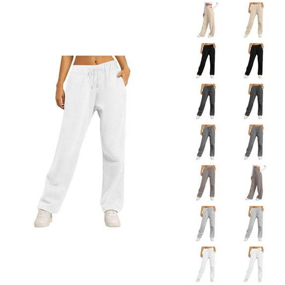 Sweatpants for Women 2025 Fall Winter Elastic High Waist Wide Leg Yoga Workout Sweat Pants with Pockets Trousers