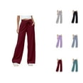 thumbnail image 1 of Sweatpants for Women 2025 Ribbed Elastic Waist Casual Pants Wide Leg Joggers with Pockets Trousers Sweats, 1 of 7