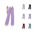 thumbnail image 1 of Sweatpants for Women 2025 Ribbed Elastic Waist Casual Pants Wide Leg Joggers with Pockets Trousers Sweats, 1 of 7