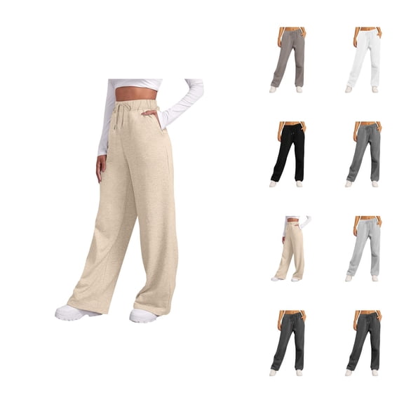 Sweatpants for Women 2026 Fall Winter Fashion Elastic High Waist Drawstring Wide Leg Loose Casual Yoga Pants with Pockets