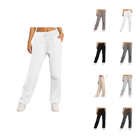 Sweatpants for Women 2026 Fall Winter Fashion Elastic High Waist Drawstring Wide Leg Loose Casual Yoga Pants with Pockets