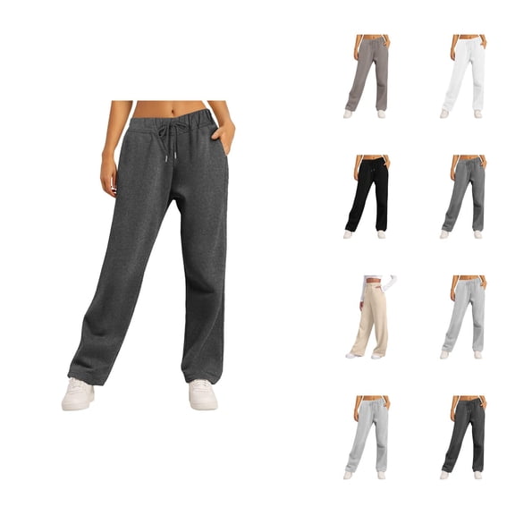 Sweatpants for Women 2026 Fall Winter Fashion Elastic High Waist Drawstring Wide Leg Loose Casual Yoga Pants with Pockets