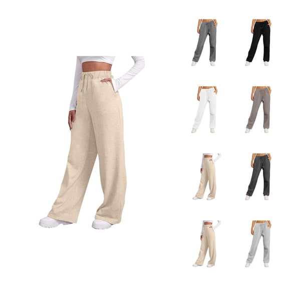 Womens Sweatpants 2026 Fall Winter Fashion Elastic High Waist Drawstring Loose Wide Leg Casual Yoga Pants with Pockets