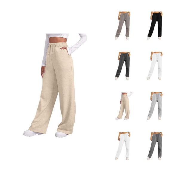 Sweatpants for Women 2026 Fall Winter Trendy Elastic High Waist Drawstring Loose Wide Leg Casual Yoga Pants with Pockets