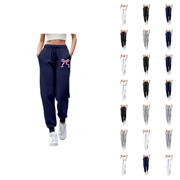 Sweatpants for Women 2026 Spring Casual Elastic Waist Straight Leg Joggers with Pockets Jogging Pants