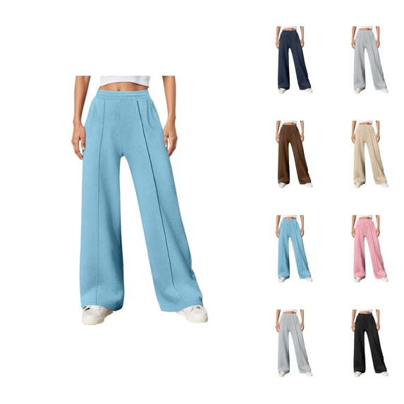 Sweatpants for Women 2026 Spring Fall Elastic High Waist Wide Straight Leg Casual Loose Sweat Pants with Pockets