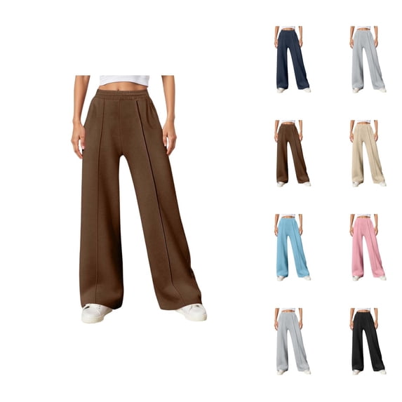 Sweatpants for Women 2026 Spring Fall Elastic High Waist Wide Straight Leg Casual Loose Sweat Pants with Pockets