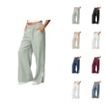 thumbnail image 1 of Sweatpants for Women 2026 Spring Fall Elastic Waist Wide Leg Lace Side Split Hem Casual Loose Sweat Pants with Pockets, 1 of 9