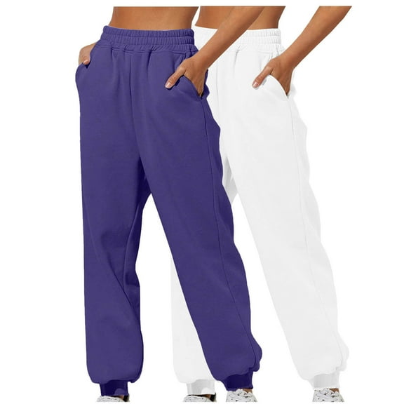 Sweatpants for Women 2PC High Waisted Long Pants Casual Loose Sport Pants Elastic Pants with Pockets