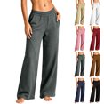 thumbnail image 1 of Sweatpants for Women Casual Straight-Leg Full Length Solid Loose And Tight Waist Fleece Lounge Sweat Pants, 1 of 6