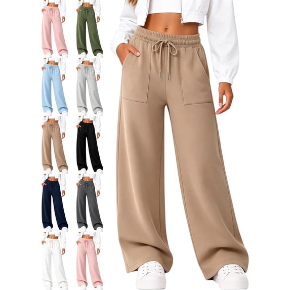 Sweatpants for Women Casual Wide Leg Drawstring Waist Lounge Pants