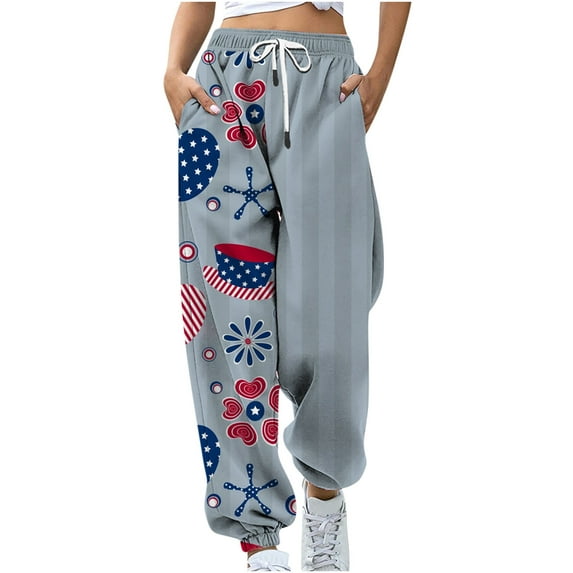 Sweatpants for Women Elastic High Waist Drawstring Printed Joggers Workout Running Sports Lounge Pants with Pockets