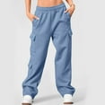 thumbnail image 1 of Sweatpants for Women Elastic Waist High-Waisted Casual Solid-Color Workwear Cargo Sweatpants,Pants for Women Blue M, 1 of 6