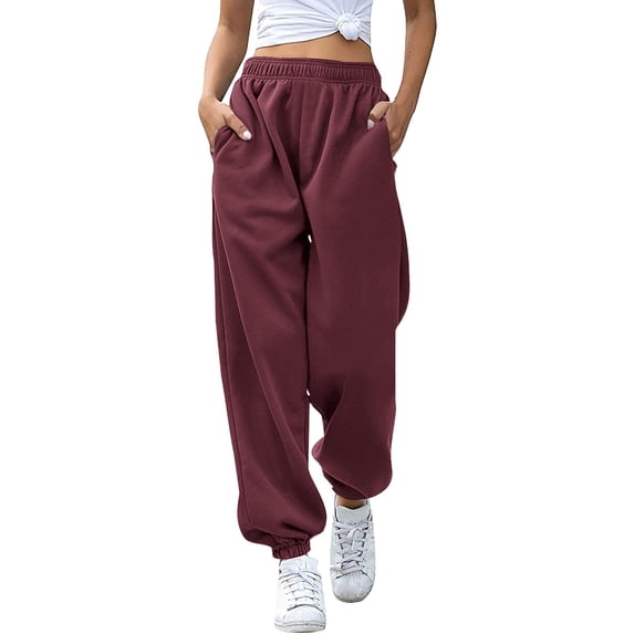 Sweatpants for Women Elastic Waist Straight Leg Pants Casual Solid Sport Jogger Pants Long Trousers