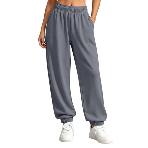 Sweatpants for Women Elastic Waist Sweatpants Fall Fashion Casual Comfortable Solid Pocket Full Length Pants Athletic Joggers with Pockets