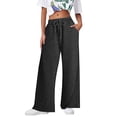 thumbnail image 1 of Sweatpants for Women High Waisted Baggy Wide Leg Track Pants Elastic Loose Active Pants with Pockets, 1 of 7