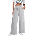 thumbnail image 1 of Sweatpants for Women High Waisted Baggy Wide Leg Track Pants Elastic Loose Active Pants with Pockets, 1 of 7