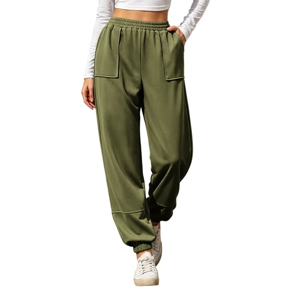 Sweatpants for Women High Waisted Jogger Pants Drawstring Elastic Cuff Pockets Casual Soft Workout Track Pants