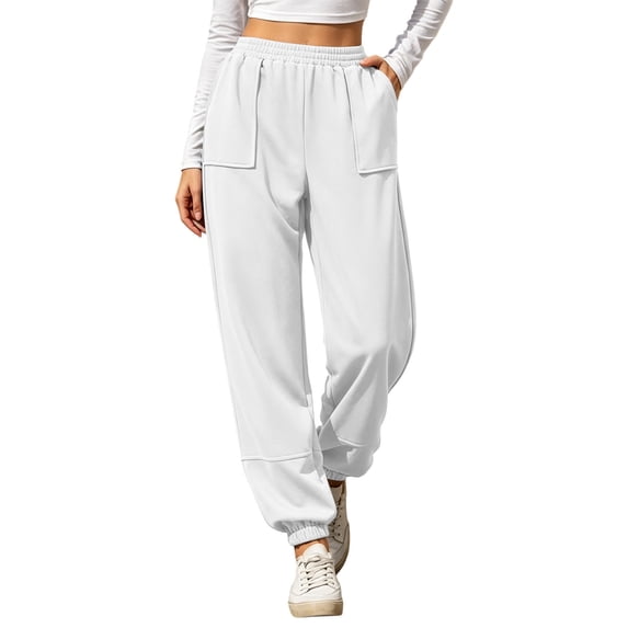 Sweatpants for Women High Waisted Jogger Pants Drawstring Elastic Cuff Pockets Casual Soft Workout Track Pants