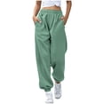 thumbnail image 1 of Sweatpants for Women High Waisted Straight Leg Sweat Pants Casual Solid Drawstring Elastic Pants with Pockets, 1 of 6