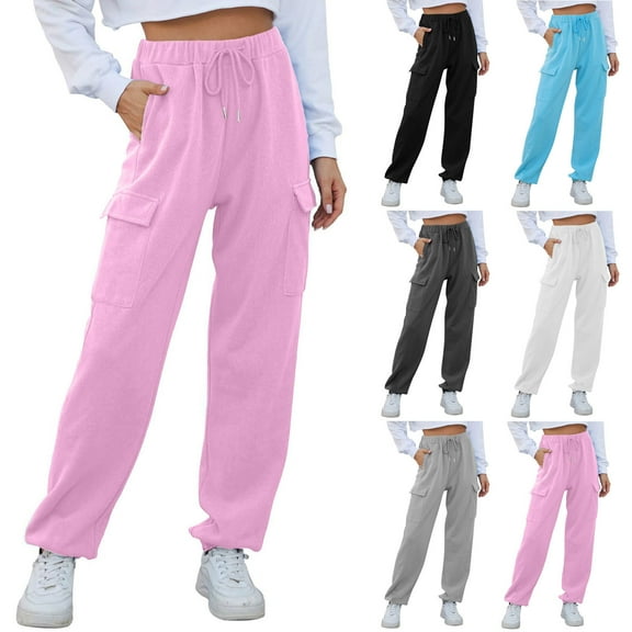 Sweatpants for Women High Waisted Trousers with Pockets Casual Sweat Pants Drawstring Sweatpants
