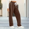 thumbnail image 1 of Sweatpants for Women High Waisted Wide Leg Side Striped Elastic Drawstring Full Length Trouser with Pockets, 1 of 6