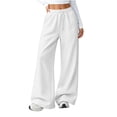 thumbnail image 1 of Sweatpants for Women Lounge Loose Fit Elastic Waist Wide Leg Activewear for Golf Running Travel White S, 1 of 8