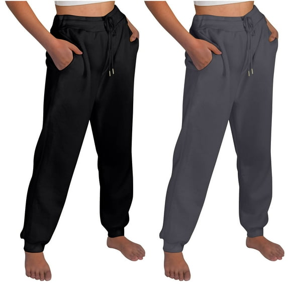 Sweatpants for Women Ndbuld Women's Casual Trousers And Trousers Plus Velvet Thick Solid Color Large Size Running Fitness Sports Pants Black M