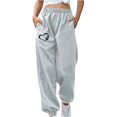 thumbnail image 1 of Sweatpants for Women Print High Waisted Comfy Fleece Joggers Cinch Bottom Pants Baggy Workout Trousers with Pockets, 1 of 3