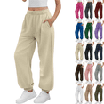 thumbnail image 1 of Sweatpants for Women Qiggri Solid Color Elastic Waist Sports And Leisure Belt Pocket Threaded Ankle Pants Casual Trousers Long Straight Pants, 1 of 9