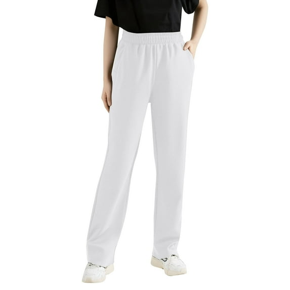 Sweatpants for Women Relaxed Fit Straigh Leg Sports Pants with Pocket Solid Color Elasticc Waist Slacks Pants Women