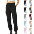thumbnail image 1 of Sweatpants for Women Solid Color Elastic Waist Sports And Leisure Belt Pocket Threaded Ankle Pants, 1 of 9