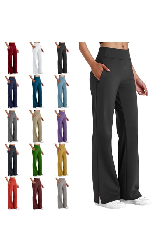 Sweatpants for Women Sport Casual Solid Color Fashion Elastic Waist Button Pockect Yoga Pants for Golf, Athletic,Travel, Work Black L