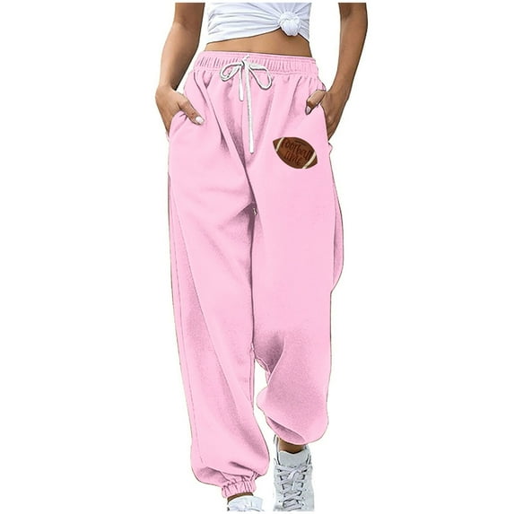 Sweatpants for Women Trendy Print Drawstring Casual Loose Fitting Yoga Sporty Gym Athletic Jogger Pants with Pockets,Pink 2,2XL