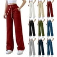 thumbnail image 1 of Sweatpants for Women Wide Leg Elastic Waist Trousers Solid Drawstring Sweatpant With Pockets, 1 of 6