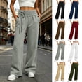thumbnail image 1 of Sweatpants for Women Wide Leg Fall Lounge Sweat Pants with Pockets Drawstring Elastic Trendy Side Tie, 1 of 8