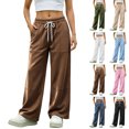thumbnail image 1 of Sweatpants for Women Wide Leg Waist Casual Elastic Solid Color Loose Drawstring Workout Gym Athletic Sweatpants All Seasons Wearing, 1 of 9