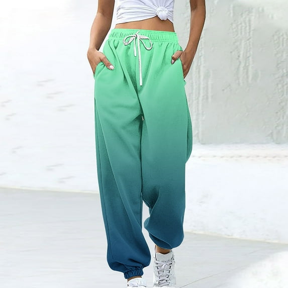 Sweatpants for Women Women Gradient Fashi0n Sports Loose Casual Wide Leg Drawstring Pocket Sweatpants Long Pants Warm Pants for Women