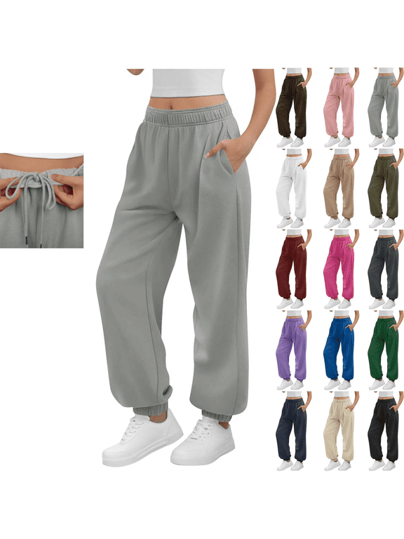 Sweatpants for Women Womens Pants Athletic Open Bottom Running Pants Casual Womens Sweatpants with Pockets Sawvnm Gray M