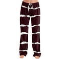 thumbnail image 1 of Sweatpants for Women's Trendy Striped Print Plus Size Elastic Waist Baggy Comfy Casual Sport Pants with Pockets Wine X-Large, 1 of 6