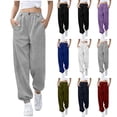 thumbnail image 1 of Sweatpants for Women with Pocket Plus Size Women Solid Color Elastic Waist Casual Sweat Pants With Side Pockets Army Green S, 1 of 5