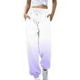 thumbnail image 1 of Sweatpants for Women with Pockets Fashion Plus Size Pants Gradient Color/Plaid Print Stretchy Drawstring Trousers(Purple,XXL), 1 of 5