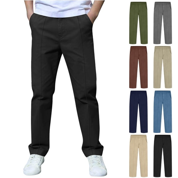 Sweatpants with Pockets, Boys And Childrens Sports Cargo Pants Stretch Elastic Waist School Kids Twill Joggers for 4-13Years, Size 6-14 Years
