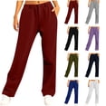 thumbnail image 1 of Sweatpants with Pockets for Women Plus Size Women Solid Color Elastic Waist Casual Sweat Pants With Side Pockets Navy L, 1 of 7