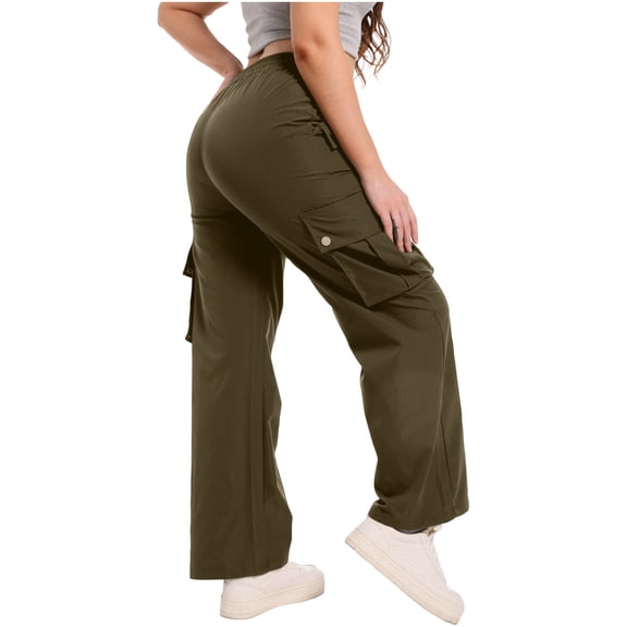 Sweats for Women Women High Waist Wide Leg Pants Straight Overalls Temperament Commuting Pants Casual Pants Army Green L