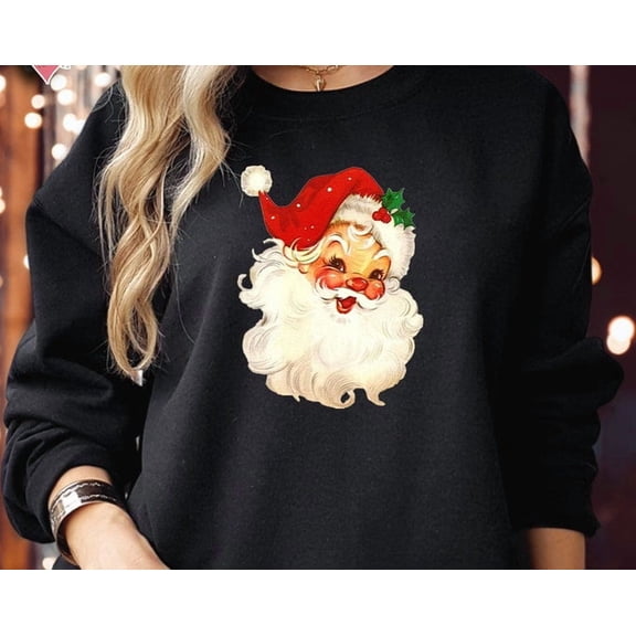 Sweatshirt (5121) Santa Claus Sweatshirts, Cool Vintage Smiling Retro Santa Face Family Costume, Merry Jumper, Sweatshirt Size S-5Xl