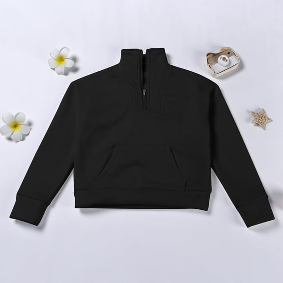 Sweatshirt Boy Long Sleeve Black Sweatshirt Kids Crew Neck Cute Pullover Relaxed Fit Tops Warm Fall Winter Clothes Size 5-6 Years Boys Clothes Boys Girls Fashion