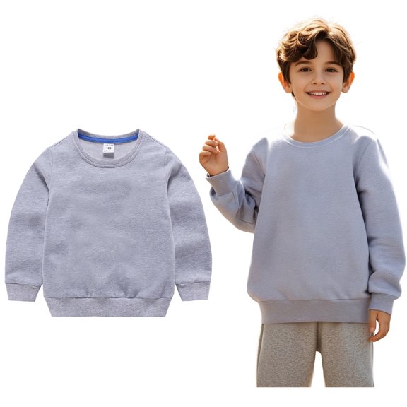 Sweatshirt Boy Long Sleeve Grey Sweatshirt Girls Oversized Crewneck Sweatshirts Warm Fall Winter Clothes 0-1 Years Old Boy Clothes Boys Girls Fashion